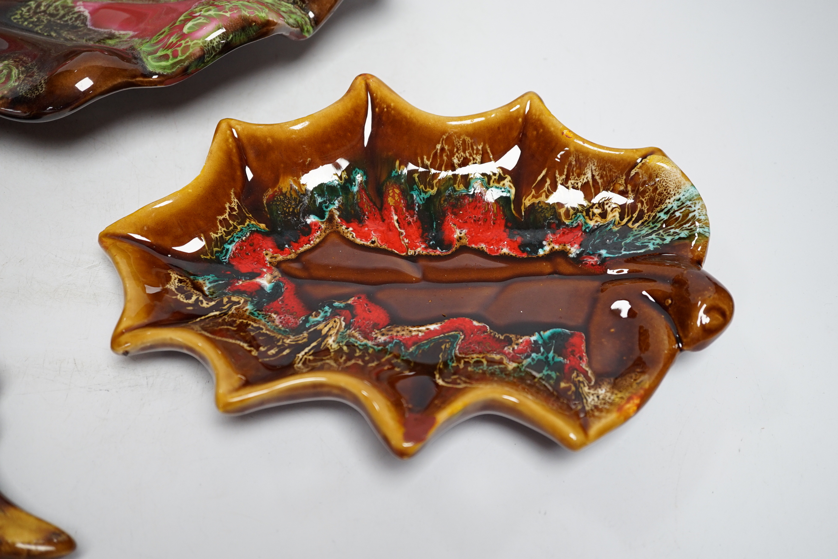 Three Vallauris pottery dishes, largest 38cm